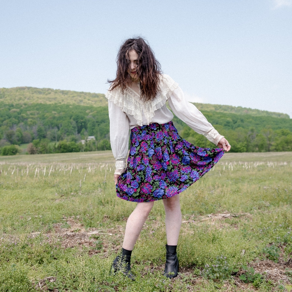 Vintage Norton McNaughton purple floral skirt